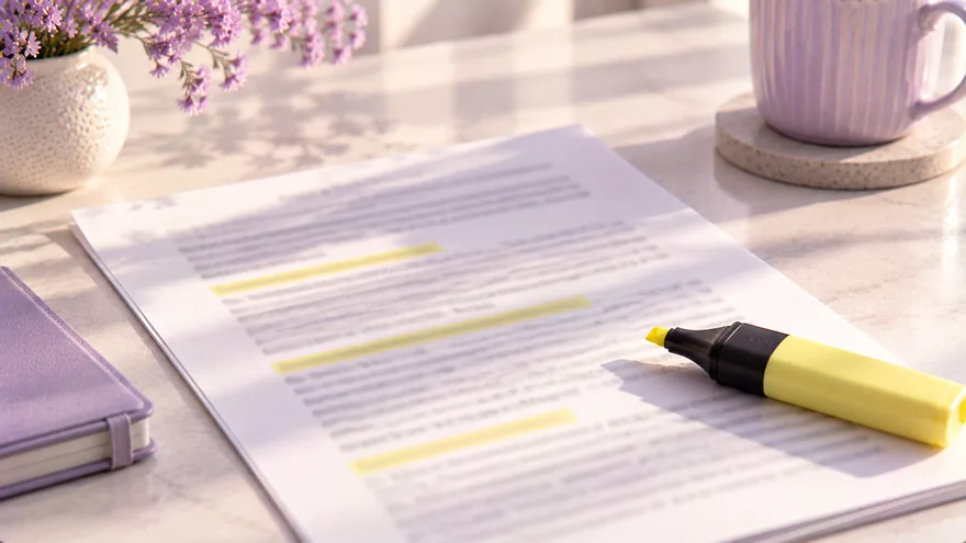 Bonusbedingungen richtig lesen – markierter Ausdruck mit Textmarker