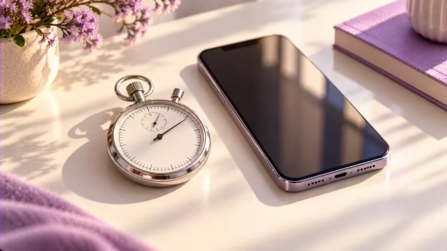 No Deposit Bonus Umsatz – Stoppuhr neben einem Mobiltelefon